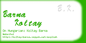 barna koltay business card